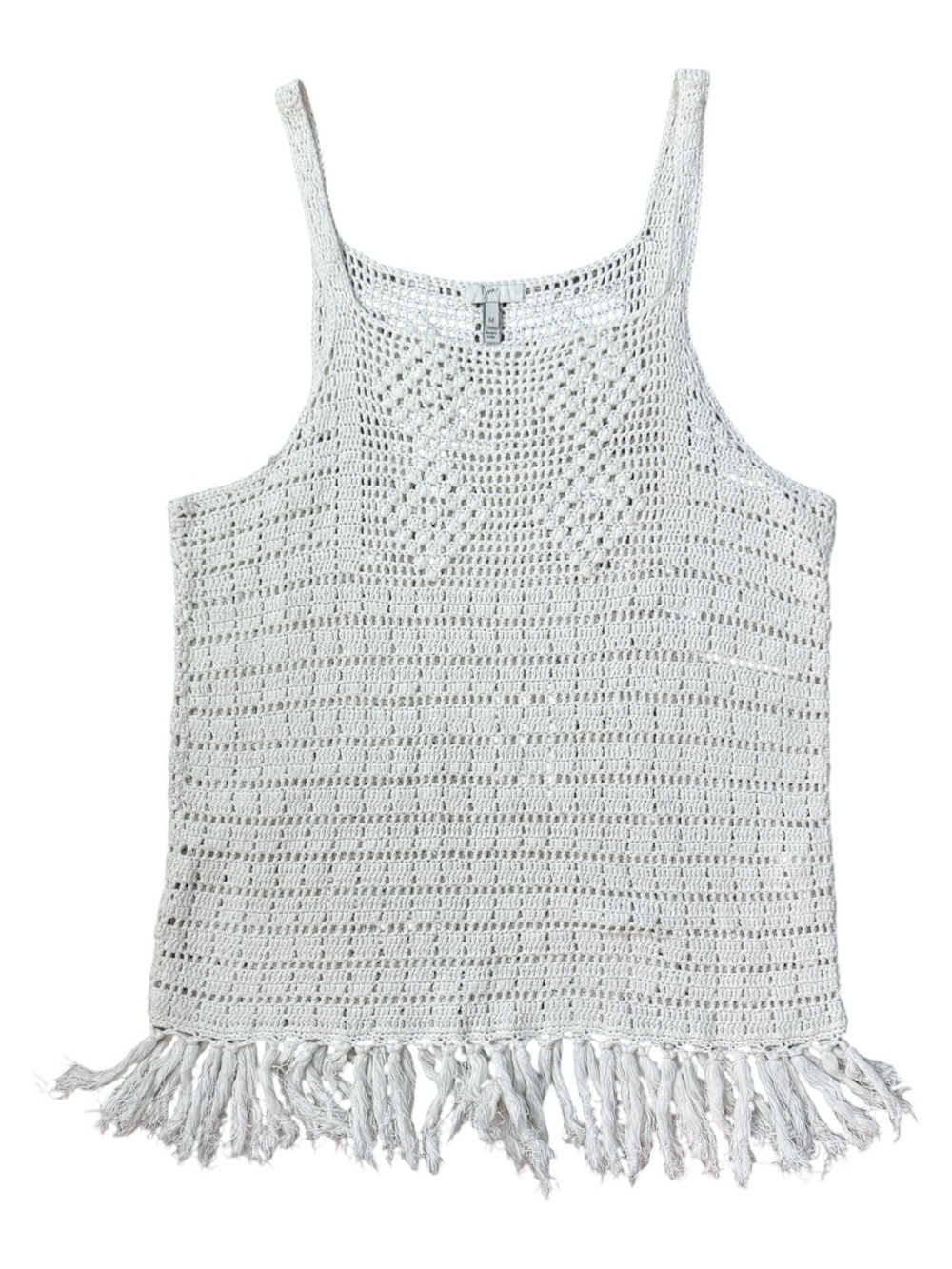 Joie White Crochet Fringe Tank Top size medium